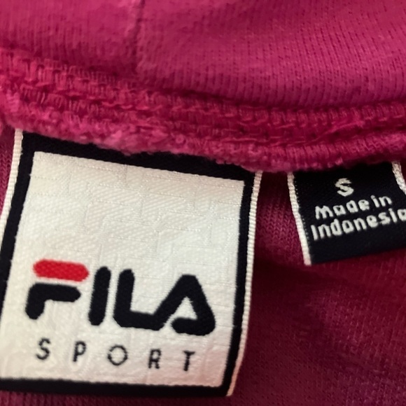 Fila Sport Pink Velour Zip Up Hooded Sweatshirt Jacket With Embellishments S - Picture 5 of 6